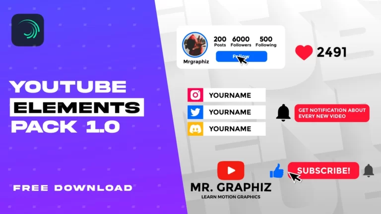 Youtube Elements Pack For Alight Motion